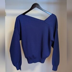 NWT Line and Dot Blue Asymmetrical Neckline Sweater Size XS